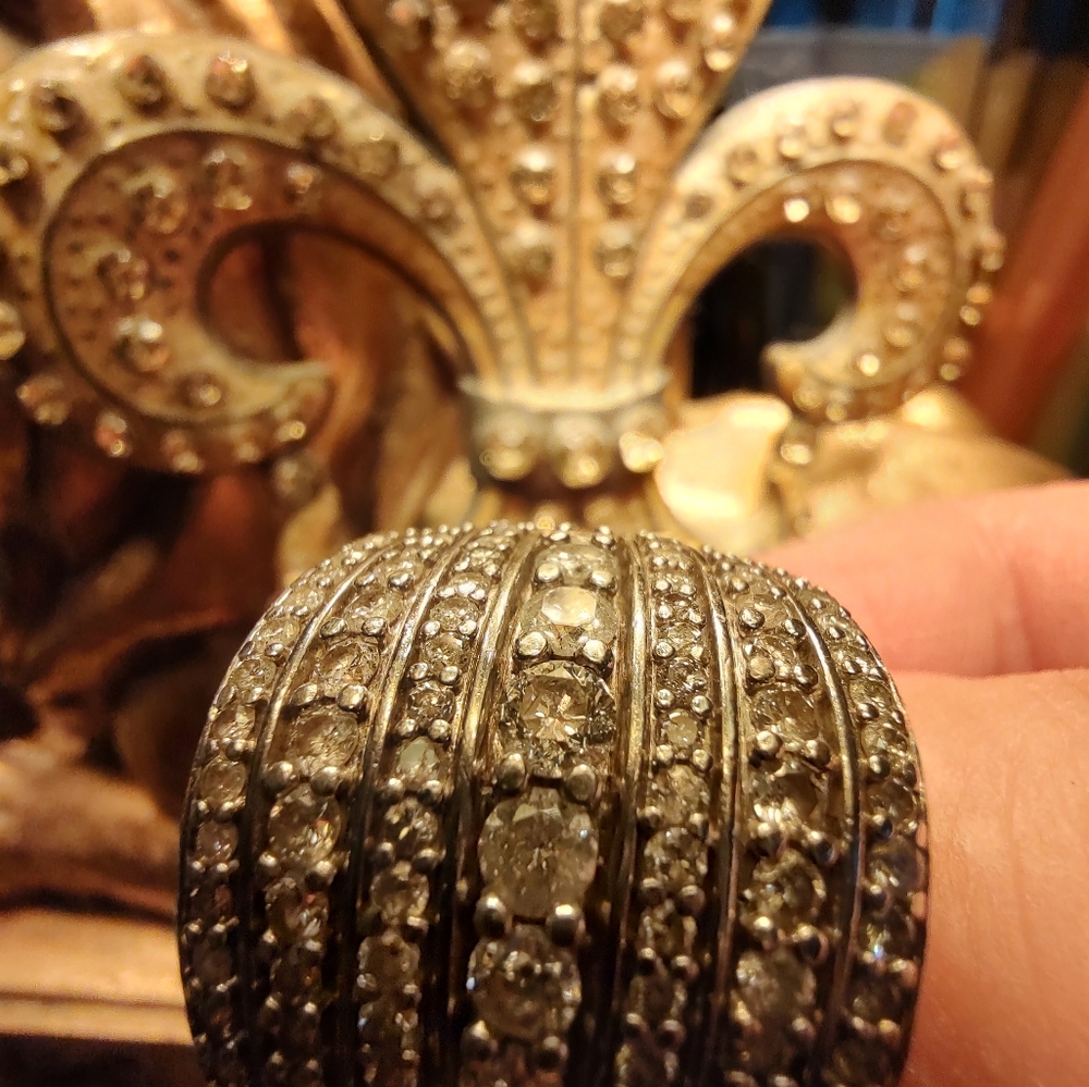 Diamond 2 Kt Sterling Dome Ring On Size 9